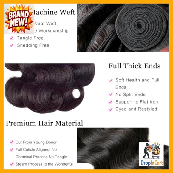 Brazilian Virgin Hair Extensions Body Wave Bundles Unprocessed Quick Weave main image 5